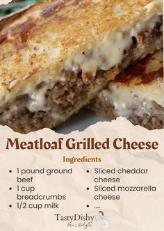 a menu for meatloaf grilled cheese