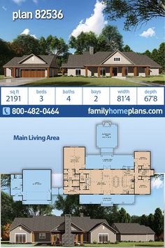 the floor plan for this home is shown in blue and white, with two story houses on