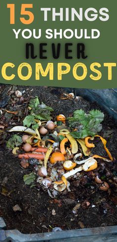 a pile of garbage with the words, 15 things you should never compostt