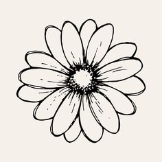 a black and white drawing of a flower