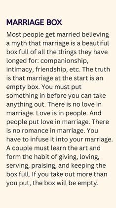 Marriage Box, Marriage Words, Relationship Lessons, Relationship Advice Quotes, Marriage Life, Advice Quotes, Healthy Relationship Advice, Marriage Quotes, Marriage Advice