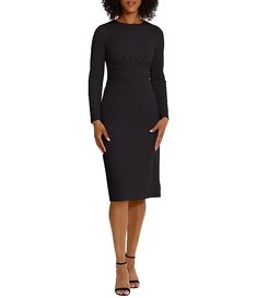 Maggy London Stretch Crew Neck Long Sleeve Dress | Dillard's Long Sleeve Elastane Bodycon Formal Dress, Formal Long Sleeve Elastane Bodycon Dress, Flattering Long Sleeve Formal Midi Dress, Fitted Long Sleeve Midi Dress With Back Zipper, Long Sleeve Stretch Dress With Back Zipper, Chic Long Sleeve Fitted Dress With Back Zipper, Evening Long Sleeve Bodycon Dress With Flattering Silhouette, Formal Long Sleeve Midi Dress With Back Zipper, Stretch Long Sleeve Dress With Back Zipper