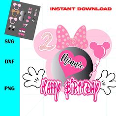 minnie mouse happy birthday svg cut file