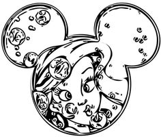 mickey mouse's head with bubbles on it