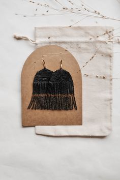 Indigenous Jewelry, Seed Bead Fringe Earrings, Bead Fringe Earrings, Earrings Handmade Boho, Bead Fringe, Beaded Fringe Earrings, Black Seed, Earrings Bohemian, Beaded Fringe