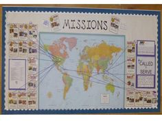 a bulletin board with pictures and words on it that says,'the mission '