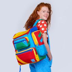 Retro Gadget Alex Mega Backpack – Mokuyobi Sporty Multicolor Student Backpack, Sporty School Backpack With Multiple Pockets, Sporty Backpack With Multiple Pockets, Sporty Standard Backpack With Multiple Pockets, Multicolor Backpack With Zipper Pocket For School, Multicolor Backpack With Zipper Pocket For Back To School, Multicolor Standard Backpack With Zipper Pocket, Modern School Backpack With Multiple Pockets, Multicolor Nylon Bags With Functional Pockets