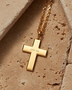 A timeless classic. The gold Mosaic Cross Pendant is an essential accessory for men looking to expand their yellow gold jewelry collection, featuring sleek, angled edges and a fine brush finish. With this best-selling gold cross pendant necklace, getting dressed and showcasing your faith has never been easier. With proper stainless steel jewelry care, this piece will stay fresh through everyday wear. Gold Jewelry Collection, Gold Mosaic, Gold Cuban Link Chain, Mosaic Crosses, Gold Rings Simple, Gold Cross Necklace, Gold Cross Pendant, Solid Gold Chains, Yellow Gold Jewelry