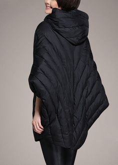 Black Cloak, Cape Style, Cotton Coat, Coat Design, Sporty Outfits, Duck Down, Down Coat, Casual Elegance, Cloak