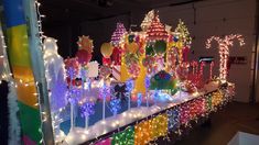 an assortment of christmas lights and decorations on display