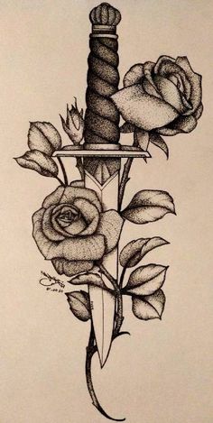 A Drawing, Roses, Tattoos, Art