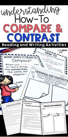 an image of compare and contrast activities for reading and writing with the text, how to compare