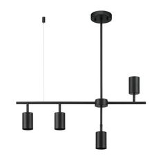 a black chandelier with five lights hanging from it's sides and two on each side