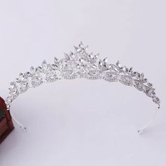 Material : Metal Origin : Mainland China CN : Zhejiang Color: Silver. Beautiful Wedding Hair, Crystal Wedding Tiaras, Rose Gold Tiara, Crystal Hair Accessories, Silver Tiara, Bridal Headdress, Gold Tiara, Crown Hair, Rhinestone Tiara