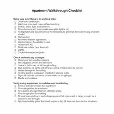 an apartment checklist is shown in this document