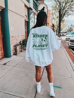 Create A Kinder Planet Aesthetic Sweatshirt | Tumblr Sweats | Oversized Sweatshirt | y2k Fashion | Preppy Hoodie Sweat | Retro Vintage Sweatshirt | Beach Hoodie | Trendy Crew neck | Fall Halloween Sweatshirt | Crewneck Gifts | Trendy Oversized Hoodies | Cool Cute Sweatshirt | Cozy Christmas Gift <3 Hello and welcome to my store where I try to brighten your day with a great product and create with 100% love. ★★This Sweatshirt is not oversized, you need to buy 2-3 sizes larger than you normally we Groovy Shirt, Bts Hoodie, Dog Lover Sweatshirt, Dog Themed Gifts, Papa Shirts, Dog Mom Sweatshirt, Brand Ideas, Retro Graphic Tees, Club Sweatshirts