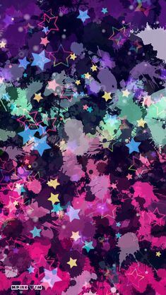 an abstract background with stars in pink, purple and blue colors on the left side