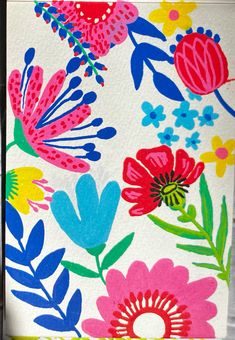 an image of colorful flowers on white paper