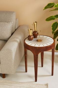 a living room scene with focus on the end table