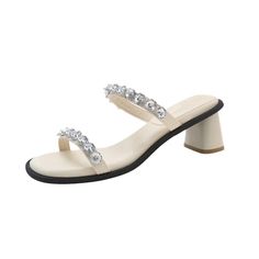 LBSFY - Designer Heel Women Slippers Fashion Crystal Narrow Band Slides Ladies Elegant Party Dress Sandalias Summer Shoes SIZE TIP: - Our US size is not standard US size. - Please choose the size according to your foot length SIZE LIST Foot length 22.5(cm) = You should choose Size 35 Foot length 23.0(cm) = You should choose Size 36 Foot length 23.5(cm) = You should choose Size 37 Foot length 24.0(cm) = You should choose Size 38 Foot length 24.5(cm) = You should choose Size 39 Foot length 25.0(cm Summer Low Heel Rhinestone Heels, Summer Rhinestone Low Heel Heels, Embellished High Heel Summer Heels, Rhinestone Block Heel Sandals For Spring, Spring Sandals With Rhinestones And Block Heel, Spring Rhinestone Sandals With Block Heel, Spring Rhinestone High Heel Sandals, Embellished Low Heel Sandals For Summer, Summer Embellished Low Heel Sandals