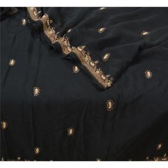 Black Silk Fabric With Zari Embroidery, Black Silk Embroidered Fabric For Festivals, Black Silk Embroidered Fabric For Wedding, Black Silk Embroidered Fabric With Dupatta, Black Embellished Dupatta With Traditional Drape, Black Embroidered Fabric With Dabka Work For Party, Elegant Black Embroidered Fabric For Festive Season, Black Embellished Embroidered Fabric For Festive Occasions, Festive Black Embellished Dupatta