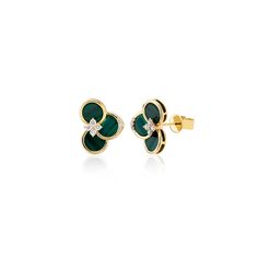 Malachite Earrings, Flower Petal, Flower Petals, Diamonds, Yellow Gold, Rose Gold, Yellow, Gold, White