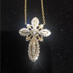 Beautiful Cross Necklace, 18 Inch Chain, Gold Tone Chain. I Also Have This One Listed In The Silver Tone Chain. Comes In Original Box Perfect For Giftgiving Cross Necklace Gold, Diamond Cross Necklace Gold, Beautiful Cross, Diamond Cross, Chain Gold, Cz Diamond, Necklace Gold, Womens Jewelry Necklace, Cross Necklace