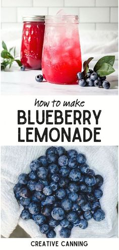 blueberries and lemonade with text overlay that says how to make blueberry lemonade