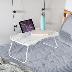 Honey-Can-Do Folding Lap Desk Laptop Tray, Lap Tray, Creative Candles, Lap Desk, White Desks, Tablet Holder, Faux Marble, Tray Table, Small Space Living