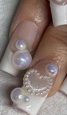 Siren Acrylic Nails, Angelic Nails, Angel Nails, Snow Angel