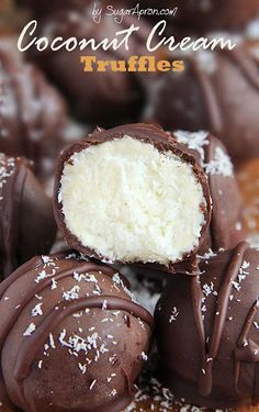 chocolate covered candy with coconut on top