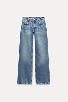 FULL LENGTH TRF MID-RISE WIDE LEG JEANS - Blue | ZARA United States Full Length Jeans, Mid Waist Jeans, High Rise Wide Leg Jeans, 2024 Christmas, Cardigan Sweater Jacket, Stockholm Fashion, Zara Jeans, Skorts, Mid Rise Jeans