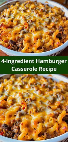 Looking for easy ground beef recipes? Try our 4-ingredient Hamburger Casserole Recipe! This simple ground beef recipe is perfect for quick dinner ideas, making it a standout among hamburger casserole recipes. Beef Cheese Casserole, Hamburger Casserole Recipes, Best Hamburger Casserole Recipes, Quick Ground Beef Recipes, Hamburger Casseroles Recipes, Ground Beef Recipe, Easy Hamburger, Hamburger Casserole, Beef Casserole Recipes