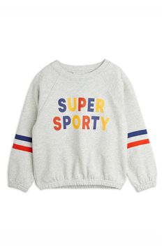 Bright colors enhance the sporty fun of a sweatshirt made for kids who like to play and relax in the comfort of breathable organic cotton. 100% organic cotton Machine wash, line dry Made in Turkey Nike Clothes, Grey Crewneck, Mini Rodini, Grey Cotton, The Chic, Grey Sweatshirt, Overall Shorts, Shirts & Tops, Jeggings