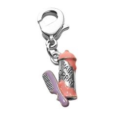 Whimsical Gifts | Hair Spray & Comb Charm Dangle in Silver Finish | Professions Themed | Salon & Spa Professions Charm Dangle Keychain Necklace, Bracelet Keychain, Whimsical Gifts, Hair Spray, Atlanta Ga, Charm Bracelets, American Made, Lobster Claw, Costume Jewelry