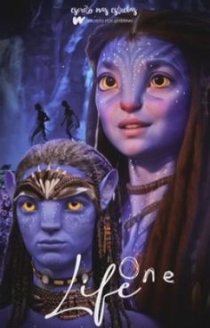 the movie poster for life is shown with two avatars in blue and white makeup