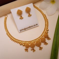 22K Gold Necklace For Women - Buy Online At Giriraj Jewellers Indian Gold Necklace Designs, Jewelry White Gold, Real Gold Necklace, Ethnic Beauty, Dainty Gold Jewelry, Gold Jewelry Outfits, Modern Gold Jewelry, 22k Gold Jewelry