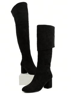 The heel height for black, brown, and burgundy are as follows: MEASURE: Heel: 1.6 inch(approx); Shaft: 18 inch(approx).The heel height for black and white, khaki are as follows: These boots come with a 2.76-inch block heel.Women Knee High Boots Suede Chunky Heel Side Zipper Fashion Boots Stretch Over The Knee Boots Valentine's Day Black and White         Women Shoes, size features are:Bust: ,Length: ,Sleeve Length: Knee High Boots Suede, Women Knee High Boots, Zipper Fashion, Zippers Fashion, Boots Suede, White Shoes Women, Boots Women Fashion, Womens Knee High Boots, Chunky Heel