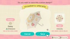 an animal crossing character has been created to match the umbrella with other characters in this game