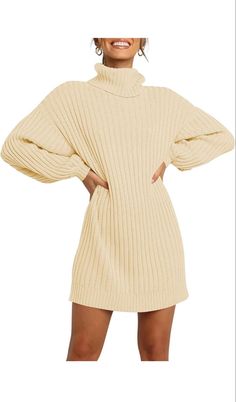 Amazon | Prime Deals | Sale | Fall Dress | Sweater Dress | Family Photo Outfit | Fall Photos | Beige Dress | Beige Sweater Dress | Long Sleeved Dress | Ribbed Oversized Jumper Dress, Casual Knit Dress, Sweater Dress Casual, Sweater Dress Oversized, Oversized Sweater Women, Pull Oversize, Turtleneck Dress, Women Sweaters Winter, Pullover Outfit