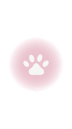 an animal's paw is shown in the light pink hued circle on this white background