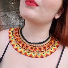 This choker is a unique piece made entirely by hand, in a very colorful boho style, to wear on any occasion. This choker has a unique design, made especially for you, perfect to wear at parties or as a special gift. Shipped anywhere in the world. Colorful Boho Style, Colorful Boho Fashion, Mexican Necklace, Colorful Choker, Huichol Art, Choker Necklaces, Boho Stil, Colorful Boho, Beaded Choker