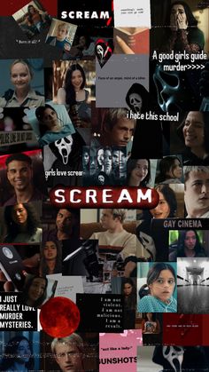 a collage of different movie posters with the words scream on them and images of actors