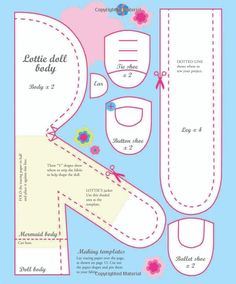 the cut out pattern for a doll's dress and shoes with instructions to make it