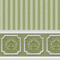 a green and white wallpaper with four different designs