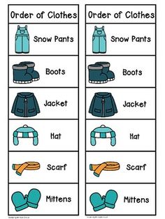 an order of clothes worksheet for kids to learn how to wear winter clothing