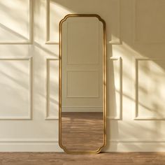 Winston Porter Rectangle Mirror & Reviews | Wayfair Leaning Mirror Bedroom, Full Length Wood Mirror, Wall Mirror Ideas Living Room, Wood Full Length Mirror, Apartment Details, Bedroom Finds, Farmhouse Wall Mirrors, Golden Arrow, Wall Carvings