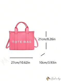 BirdinBag - Double-Handled Graphic Square Bag with Letter Design Letter Design, Writing Numbers, Bag Bag, Square Bag, Lettering Design, Free Gifts, Pu Leather, Size Medium, Tote Bag