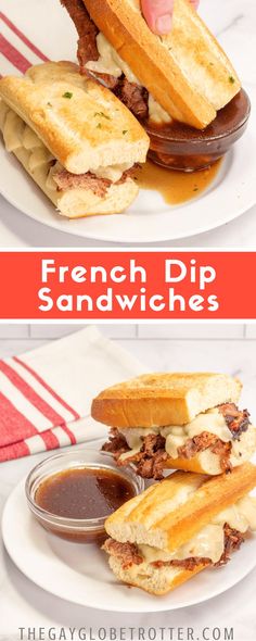 french dip sandwiches with melted cheese and meat on them are the perfect appetizer for any occasion