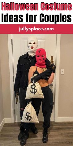 halloween couples Bf And Gf Matching Costumes, Matching Hollowed Costumes For Couples, Boyfriend And Girlfriends Halloween Costumes, Matching Hollowed Costumes Bf And Gf, Robber Couple Costume, Pimp Couple Costume, Couple Costume Unique, Boyfriend And Girlfriend Halloween Ideas, Cheap Couples Costumes